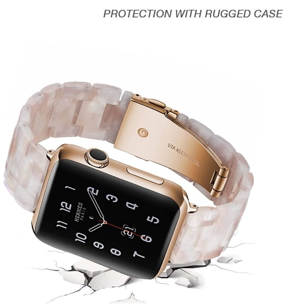 Kompatibel med Apple Watch Armbånd 38-40mm/42-44mm Serie 5/4/3/2/1, Slankt Resinarmbånd -42-44mm-Rosa Blomst