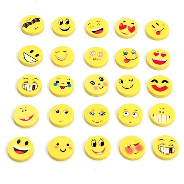 Pyöritteet, 16 kpl, Smiley-pyyhekumi, Kynäpyyhekumit, Pyyhekumit K[pl]:lle