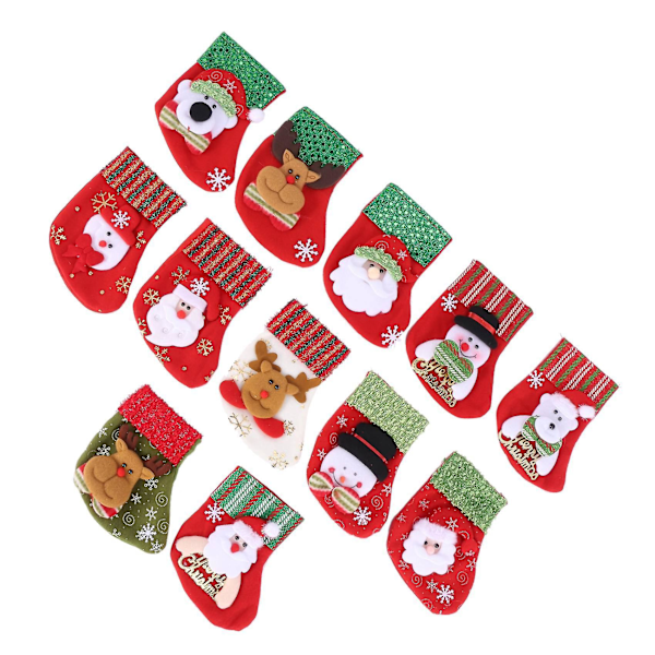 XJ-Christmas Blandad Set Mini Julstrumpor, 12st