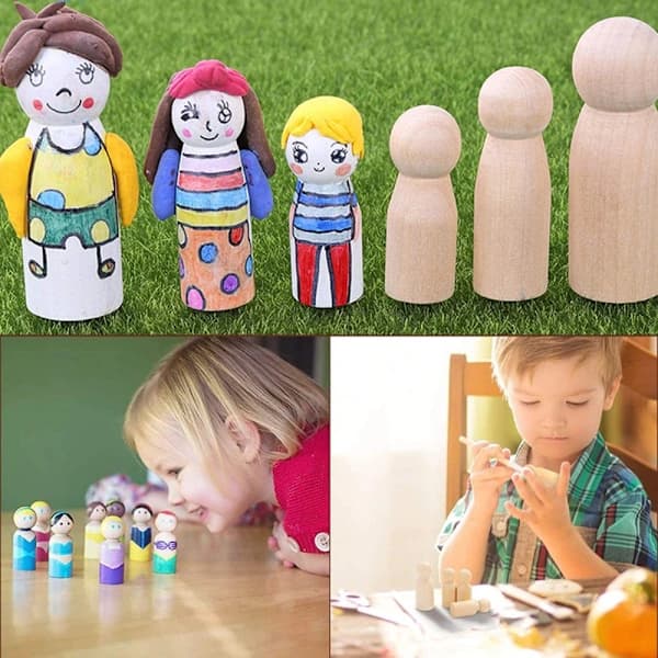 Träfigur Peg Dockor Människor 55MMBOY POJKE 55MMBoy
