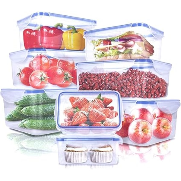 XJ-16 delar Tupperware Fresh Food med lock (8 behållare, 8 lock) Matlåda för skafferi