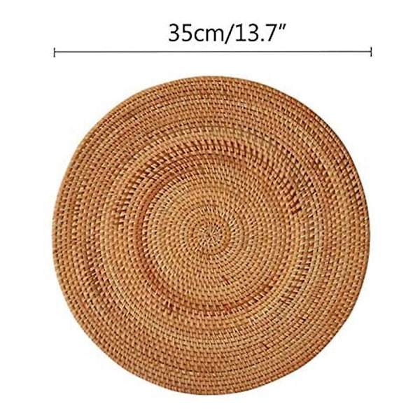 Rattan Vevde Bordbrikker, runde Bordmatter, Sklisikker Varmebestandig Bordmatte, Kurv Bordbrikke, Gryteunderlag F