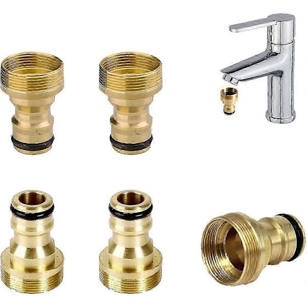 Messing 5 ST Rustbeskyttelse Kranforbindelse Slangeadapter Gjenget Kran Universaladapter Kranforbindelse for Kjøkkenslange Krantilkobling