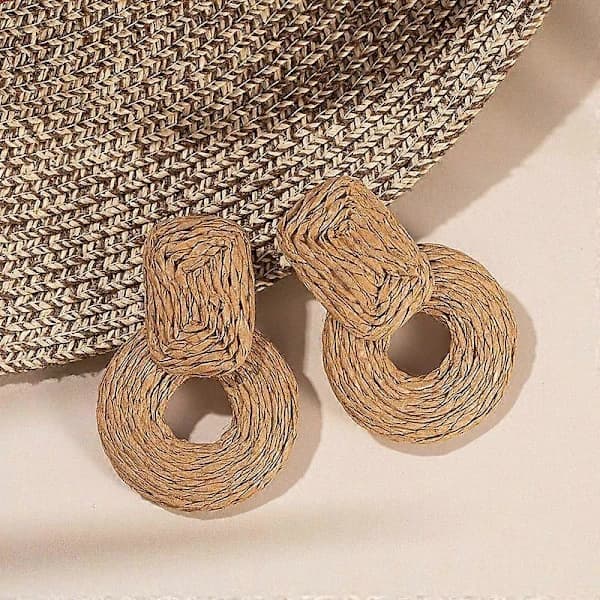 Statement Raffia Øredobber Søte Boho Øredobber Rattan Hengende Øredobber