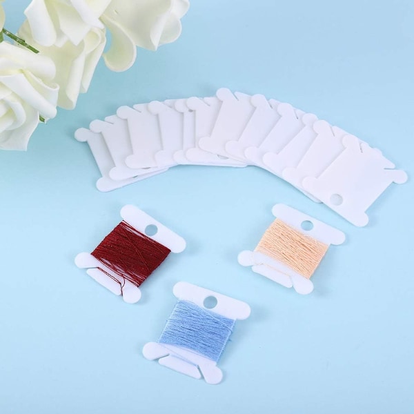 120 st Plasttrådsrullar för Korsstygnsbroderi, Trådorganiserare, Trådspolar för Hantverk, DIY-Broderi, Sömnad, Förvaring, Vit