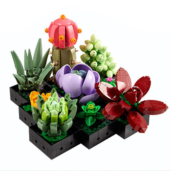 Kompatibel med LEGO 10280 byggstenar - Blombukett, blommor, rosor, pussel, leksak, Alla hjärtans dag-present, monter Succulent combination