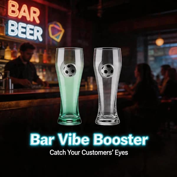 Fodbold Ølglas Høj Borosilikat Pintglas med 3D Indlejret Bold til Fodboldfans og Kampfester, Grøn 450 ml