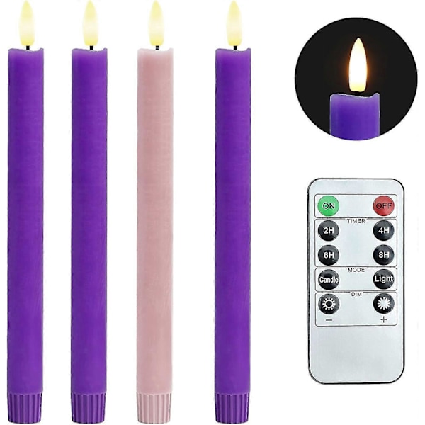 XJ-Ljusstake-set med flamlösa adventsljus - Batteridrivna LED-ljus med timer (4-pack)