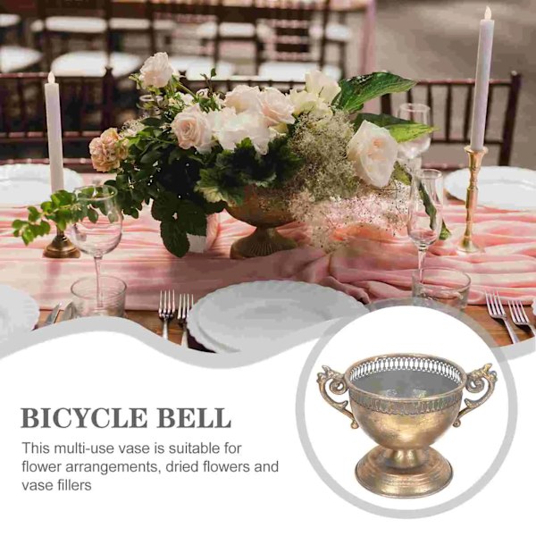 Guld Urne Plantekasse Shabby Chic Metal Vaser Trompet Vase Blomsterarrangement Potter Piedestal Blomsterbeholder Plantepotte Hjem Bryllup