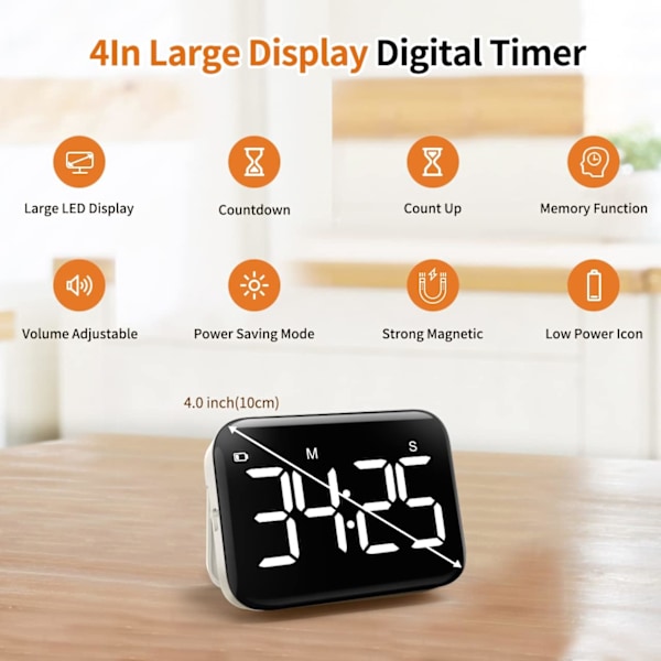 XJ-Kök Timer för Matlagning med Uppräkning Nedräkning, Digital Timer Batteridriven