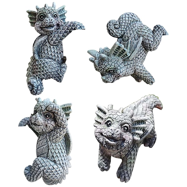 XJ-4 stk. Baby Drage Statuer Hage Resin Drage Dekor Hagekunst Dekor