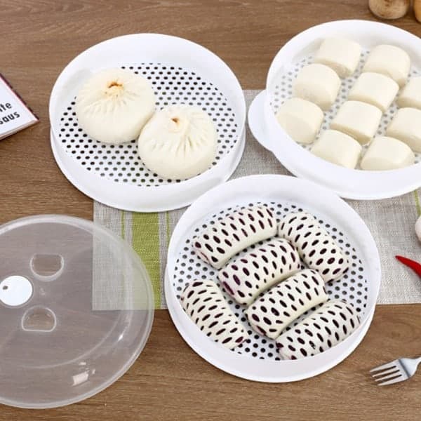Practical Microwave Special Steamer Eco-Friendly PP Steamed Buns Steaming Keds Storage With Lid