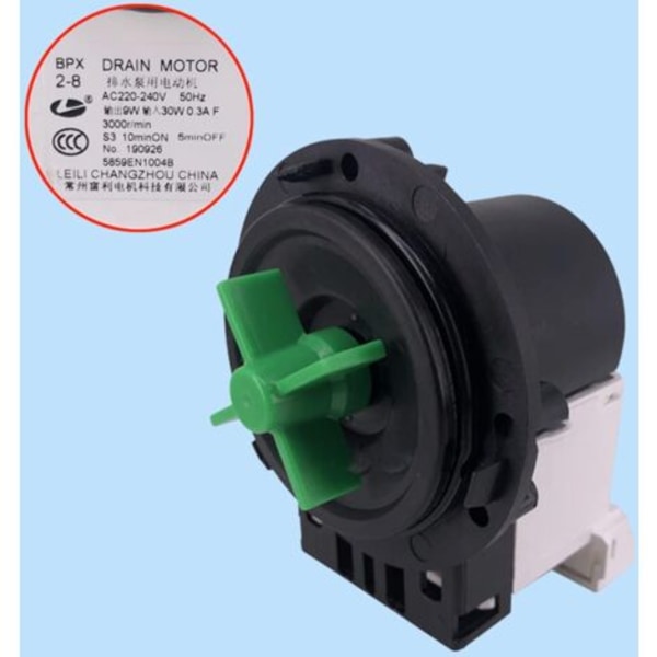 BPX2-8 afløbspumpe 5859EN1004B, erstatningsmotor til LG WD-T12235 frontbetjent vaskemaskine. Reservedele