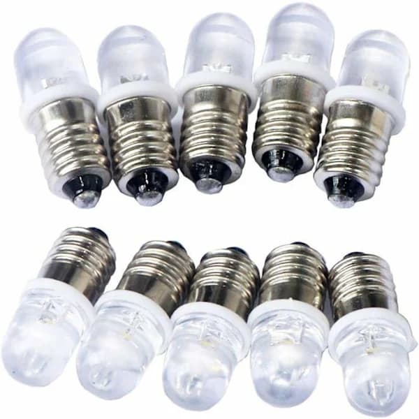 10 stk E10 4.5V Spot LED-lampe Kaldhvit 6000K