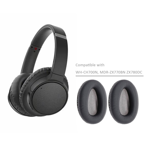 1 par øreputer kompatible med Sony WH-CH700N CH700 hodetelefoner, erstatningsøreputer, headset reparasjonsdeler, svart