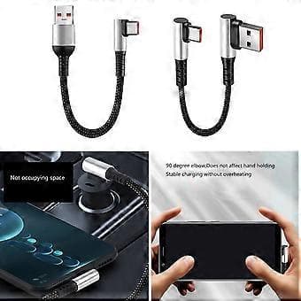 90 Degree Angle 480 Mbps Nylon USB to Type C Fast Charging and Data Transfer Power Cable 0.25m 0.25m single elbow