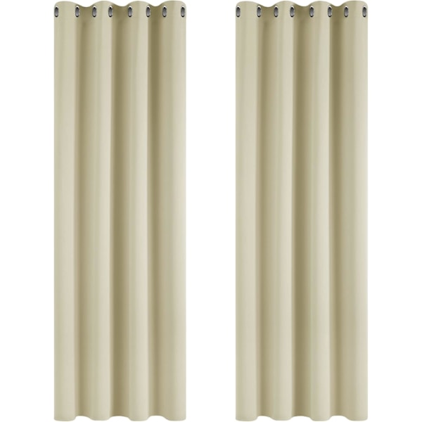 XJ-Mørklægningsgardiner Beige Superbløde Vinduesbehandlinger Termisk Isolerede Øje Mørklægningsgardiner til Stue 117 x 137 cm 2 Paneler
