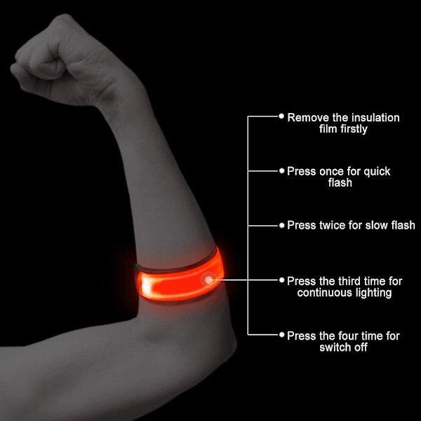 XJ-LED-armband, 4-pack reflekterande LED-ljusarmband, ljusband, barns nattlampa för löpning, jogging, hundpromenader, löpning, utomhussporter