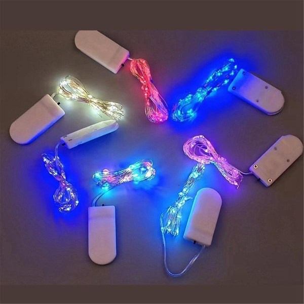 20-pak String Fairy Lights 20 LED 2 m Kobbertråd Lys Til Bryllupsfest Jul Firefarvet Men