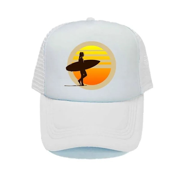 Sunrise Surfer Baseballcaps for menn og kvinner, kul Surfebrett Snapback Caps, Havutsikt Solnedgang Surfing Mesh Pustende Truckerhatter YY358