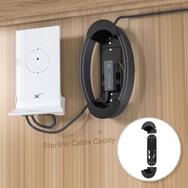 Starlink Ethernet-kabelholder med adapterfeste - Veggfeste for Starlink-kabelhåndtering og -oppbevaring