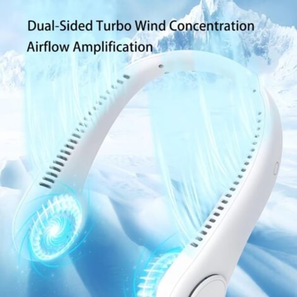 Bladeless Bærbar Halsventilator, 360° Luftstrøm, USB Genopladelig Mini Elektrisk Ventilator, Håndfri Personlig Ventilator, Lille Køleventilator, TPE Materiale, Funktion