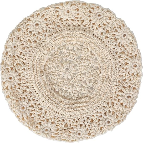 XJ-Dam Sommar Stickad Basker Handgjord Virkad Utskuren Lätt Slouchy Hatt