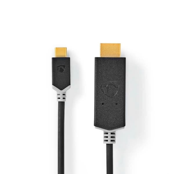 XJ-USB-C™ -sovitin | USB 3.2 Gen 1 | USB-C™ uros | HDMI™-liitin | 4K@60Hz | 2,00 m | Pyöreä | Kullattu | PVC | Antrasiitti | Laatikko