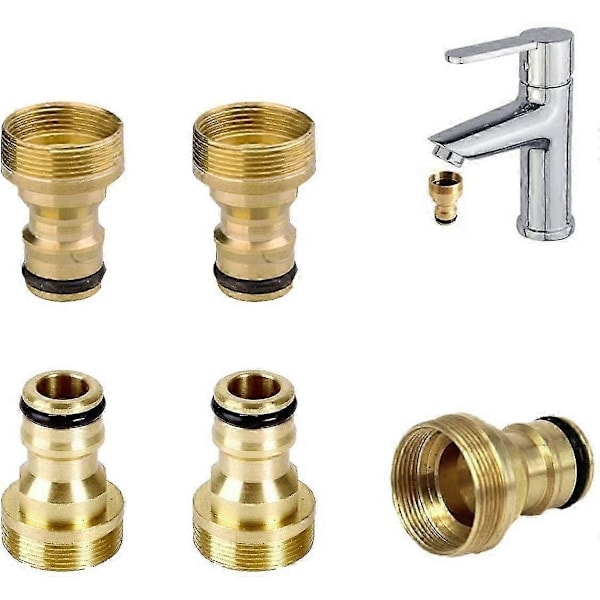 Messing 5 ST Rustbeskyttelse Kranforbindelse Slangeadapter Gjenget Kran Universaladapter Kranforbindelse for Kjøkkenslange Krantilkobling