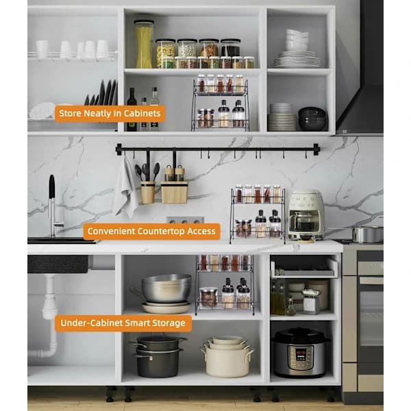 Kitchen Shelf, Countertop Rack, Spice Rack Organizer, Space Saving Storage Rack for Kitchen and Bathroom