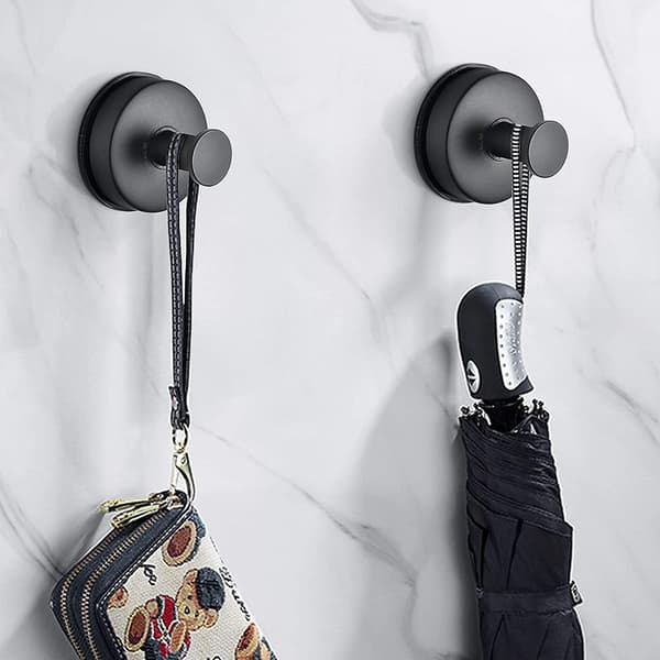 Suction Cup Hook - Black Suction Cup Towel Hook Stainless Steel Dish Towel Hook Kitchen Suction Cup Hook 4 Pieces