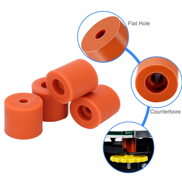 XJ-12PCS 3D-skrivarvärmebäddsutjämningsdelar, 16 mm 3D-skrivarutjämningskolonn Silikonbuffert 3D-skrivarvärmebäddsutjämningsdelar Utjämningsfjäder Ersättning