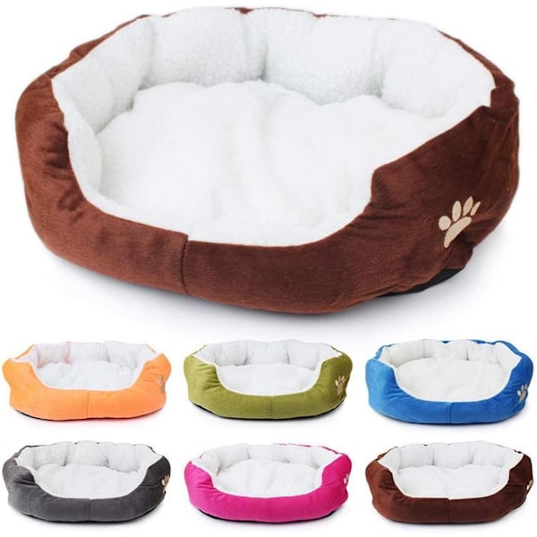 XJ-Kæledyrsseng til katte og små mellemstore hunde Kurv med pude Rund eller oval donutform Nesting Kæledyrsseng, Blå, 60 * 50, A