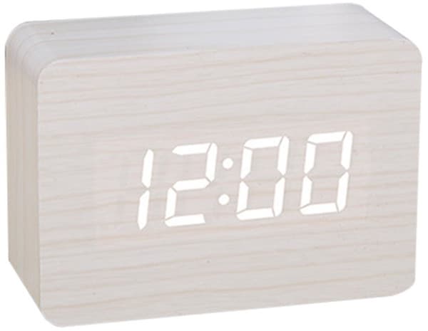 Digital väckarklocka med stor LED-display, USB-driven, justerbar ljusstyrka, röststyrning för sovrumsskrivbord, vit White