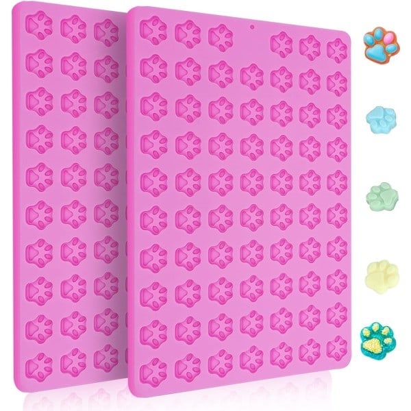 Hundtassform, 2 st Mini Hundgodisformar, 138 Hål Non-Stick Gummibjörnsform för Choklad, Fondant, Godis