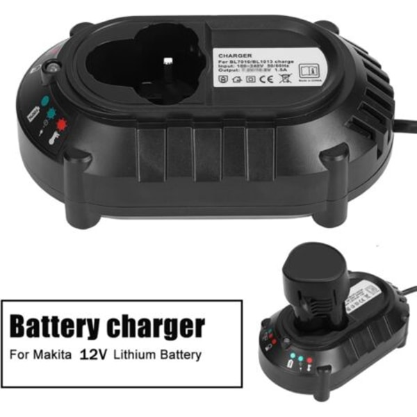 Li-ion Batterioplader, Erstatnings Hurtig Batterioplader Lithium Batteri Ladestation til 12V DC 1.5A Makita BL1013 BL7010 (EU Stik)