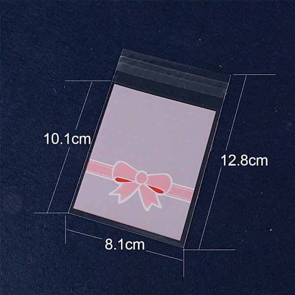 8x10CM+2.8CM 200 st Rosa Flugmönstrade Godisväskor med Självhäftande Förslutning för Godis Smycken Föremål
