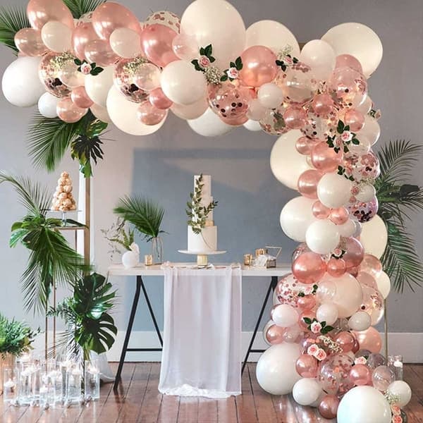 XJ-Ballongbåge Guld Rosa Pastell – Komplett Ballonggirlang 5 m
