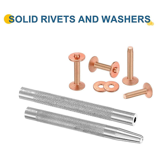 20 Set Copper Rivets and Washers, Solid Leather Copper Rivet Fasteners with Hole Punch Tool for Leather