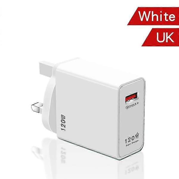 120W Hurtigoplader USB-oplader Strømadapter til iPhone Xiaomi Samsung UK