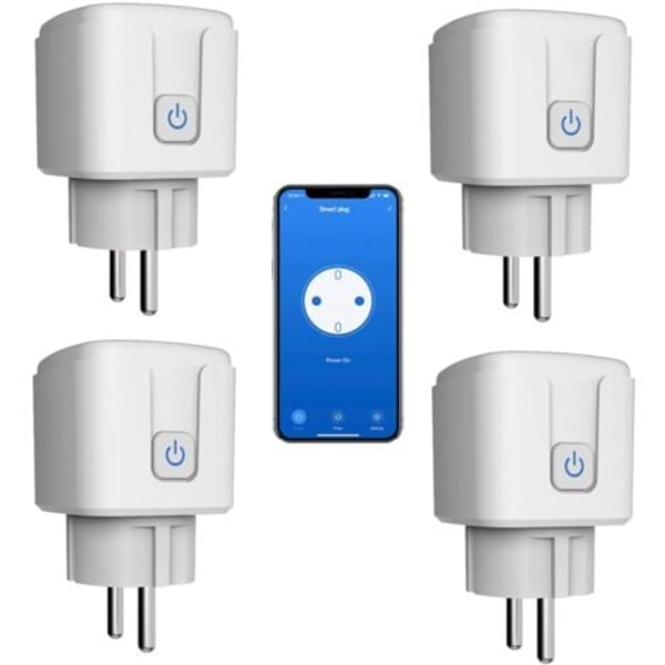 Smart WiFi-kontakt: 16A WiFi Smart-kontakt med timer och nedräkningsfunktion, energimätare Smart Socket Switch fungerar med Alexa
