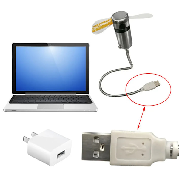 Klokkevifter DC 5V Metall Mini Vifte USB-drevet Mini Kjølevifte Blinkende Vifte Sanntidsvisning Hånd Mini USB-vifte for Laptop PC Notebook