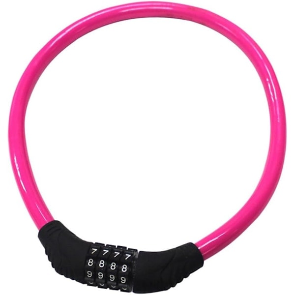 Sikkerhedscykellås 4-cifret Nulstillelig Kombinationslås til Cykel, 60 cm x 1,27 cm, Pink