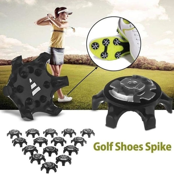 Enkle udskiftelige Spikes Cleats til Golfsko 14 stk/sæt Golf Spikes Pins Hurtig Drejning Twist Sko Spikes Slidstærkt sæt Ultra Tynde Cleats Pins Golf S Sort