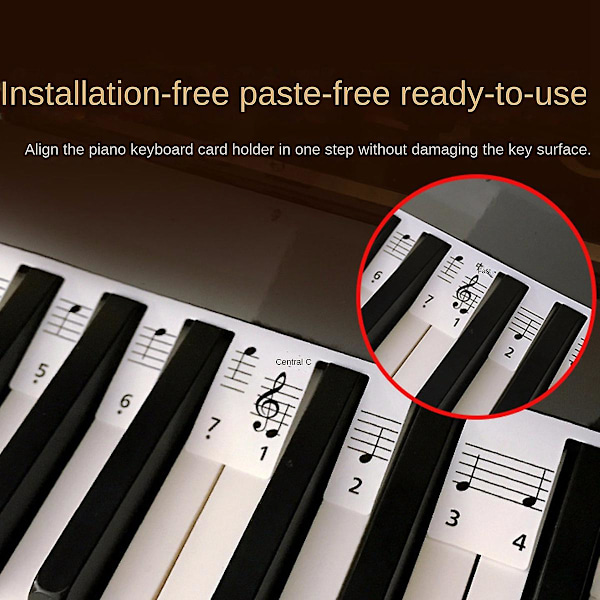 XJ-Piano Noteguide for nybegynnere, avtakbare notelapper for piano keyboard 61 tangenter i full størrelse, trenger ikke å limes