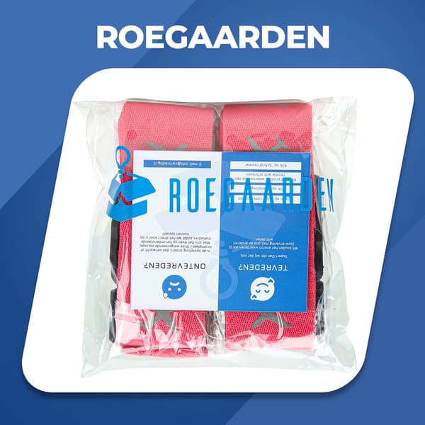 Bagageremmar med kombinationslås, justerbart resväskebälte i nylon med bagagebricka för flygresor, rosa, 2-pack