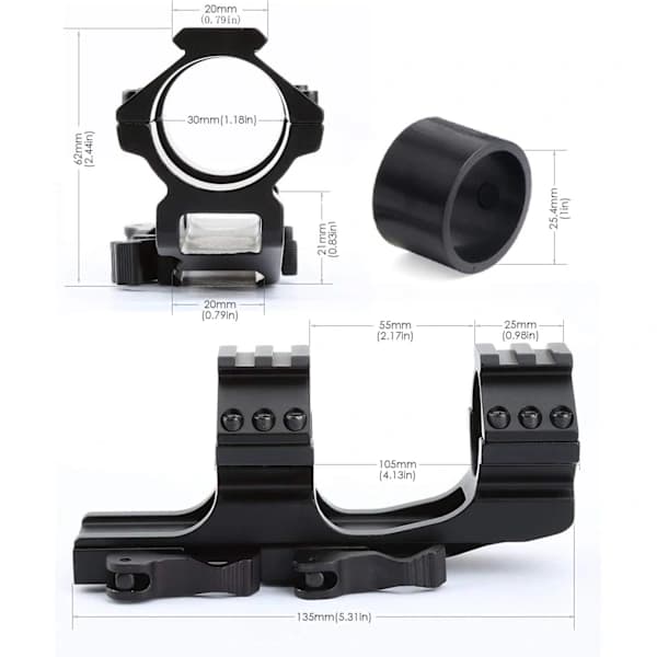 1\" High Profile Double Ring Scope Mount 25.4mm/30mm Scope Mount Quick Release 20mm Picatinny Weaver Rail