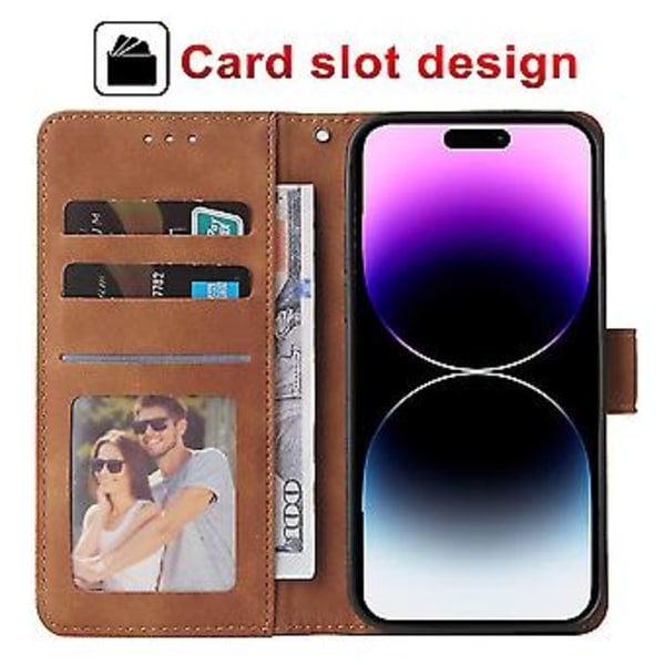 Lommebokdeksel i lær for iPhone 14 13 12 11 Pro Max Xs Max Xr X Se2022 8/7/6/6s Plus Flip Kortplass Mobilskall Deksel iPhone 14 Pro Brun