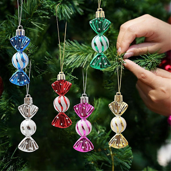 XJ-24 st Julgranskulor Ornament för Jul Hängande Säsongsdekoration Högtidsde