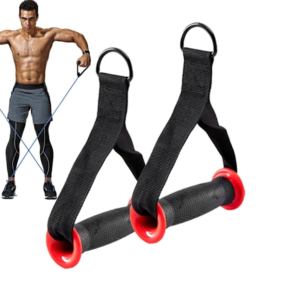 XJ-Gymkabelhandtag, 2 st Träningshandtag D-Handtag, Motståndsbandhandtag, Nylonband, Gymträning Styrketräningshandtag